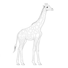 Fototapeta premium Line drawing of a giraffe.