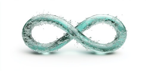 Water infinity symbol splash on a white background.Isolated splash of the water infinity symbol on white.Splash of water infinity symbol on a pristine white background.Water infinity symbol splash,