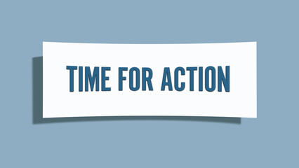 Time for Action. A card isolated on blue background.