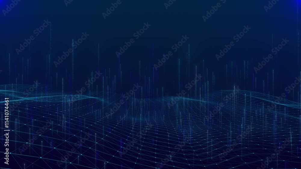 Poster 3d wireframe futuristic technology digital cyberspace, hud data flow, cyberspace matrix cyber space 