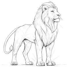 Majestic lion sketch, detailed anatomy.