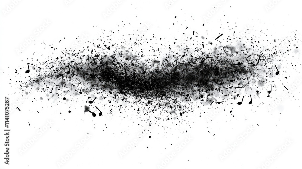 Aufkleber abstract representation of music with scattered notes and particles.