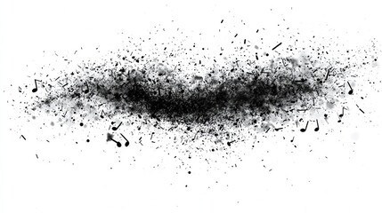 Fototapeta premium Abstract representation of music with scattered notes and particles.