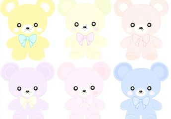 Obraz premium A delightful assortment of teddy bear cartoon characters. Stylized artwork with a white background.