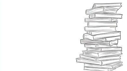 A stack of books illustrated in a simple, monochromatic style.