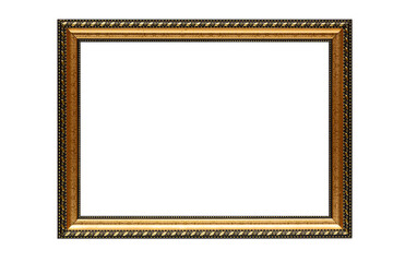 Vintage old retro wooden photo frame isolated on white