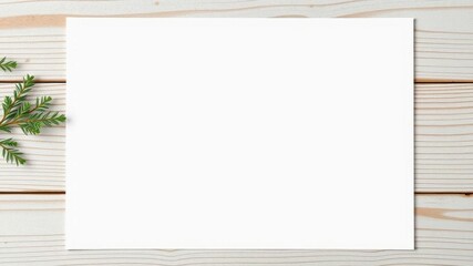 Horizontal greeting card mockup template with a blank white card and space for customization on a wooden table, table, mockup