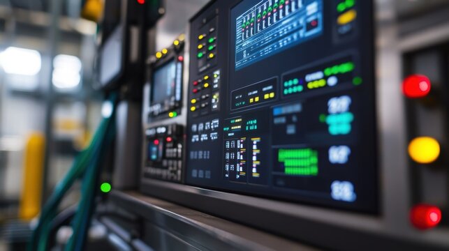 An intricate closeup of a CNC machine interface showcasing parameters being wirelessly adjusted and monitored through a dedicated 5G network for optimal performance and safety.