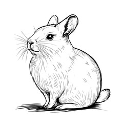 Fototapeta premium Sketch of a cute sitting rabbit.