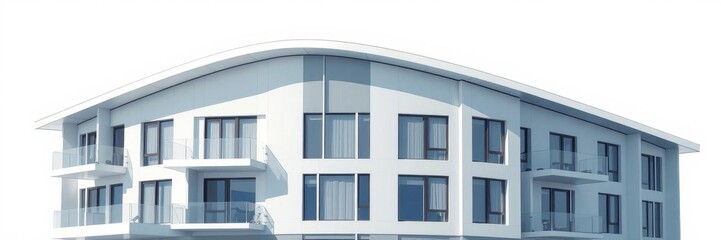 Modern futuristic house with sleek lines and curved glass walls, abstract rendering, concept, geometric, modern