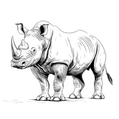 Fototapeta premium White rhino sketch.