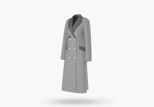 Overcoat for Women Mockup - Half Side View