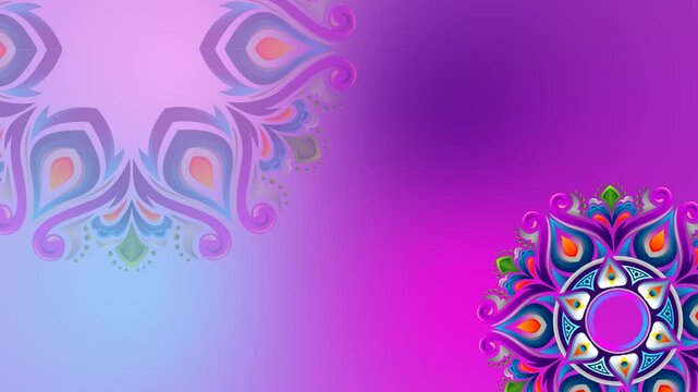 Rotating colorful mandala royal design traditional floral design with dynamic colorful background. Intro Outro Background design for festival invitation. 