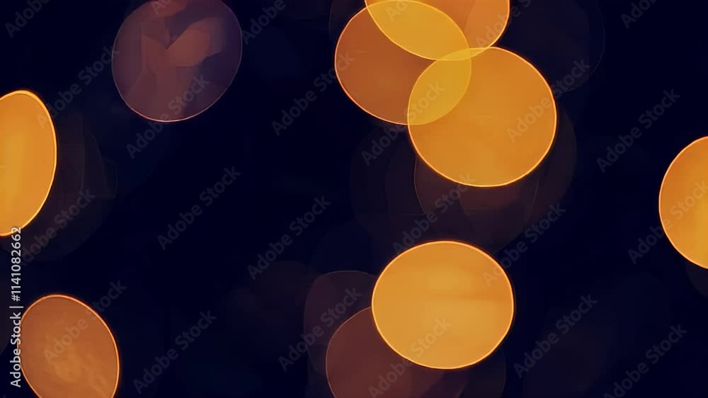 Poster golden bokeh lights background, seamless loop with sparkling orbs for celebrations and elegant visua