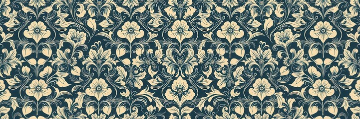 Intricately designed seamless damask wallpaper perfect for elegant home decor or background, pattern, floral, vintage