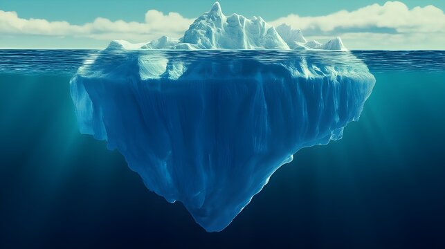concept of company values: ice berg above and below the surface