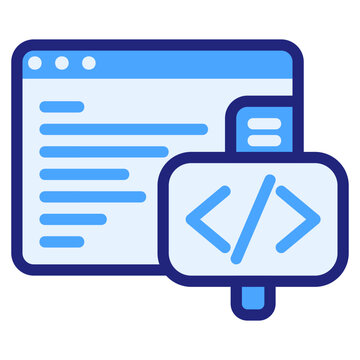 Programming blue filled outline style icon