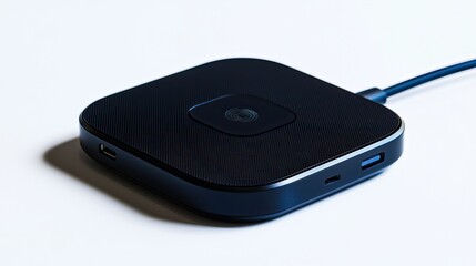 A sleek wireless charging pad with a USB-C connection for efficient device charging.