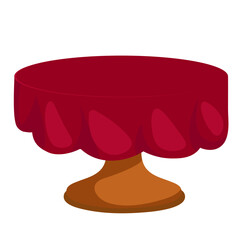 there is a red tablecloth on the table