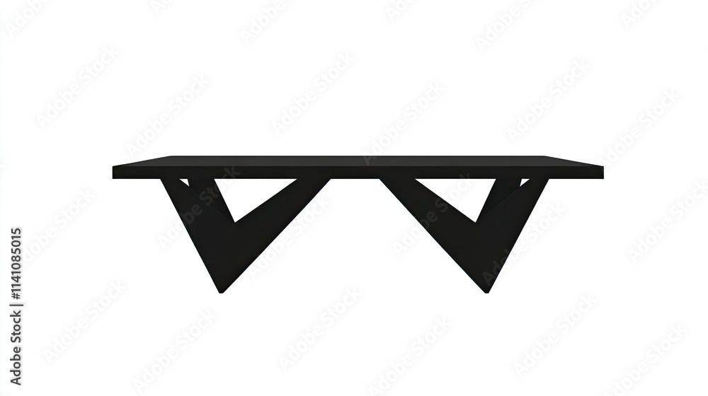 Poster a minimalist black table with a unique triangular leg design for modern decor.