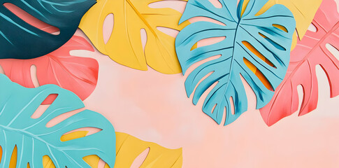 Colorful tropical leaves on a soft background, ideal for design and decoration.