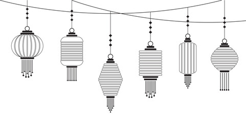 Decorative Chinese lantern drawing. Chinese new year background vector illustration