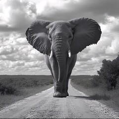 Naklejka premium elephant in the rain