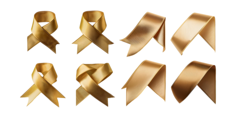 Elegant Golden Ribbons for Various Uses, png collection isolated on transparent background
