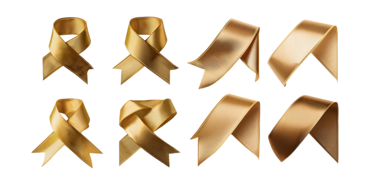 Elegant Golden Ribbons for Various Uses, png collection isolated on transparent background