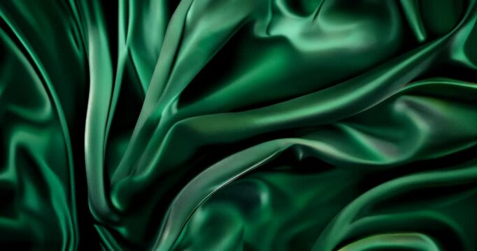 Luxurious green silk fabric in fluid motion for elegant video backgrounds