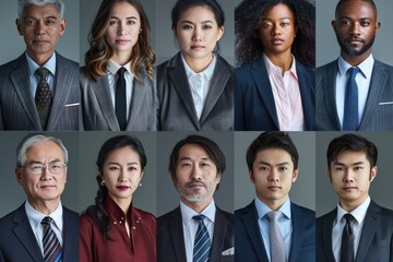 Diverse  focused business professionals in portrait collage