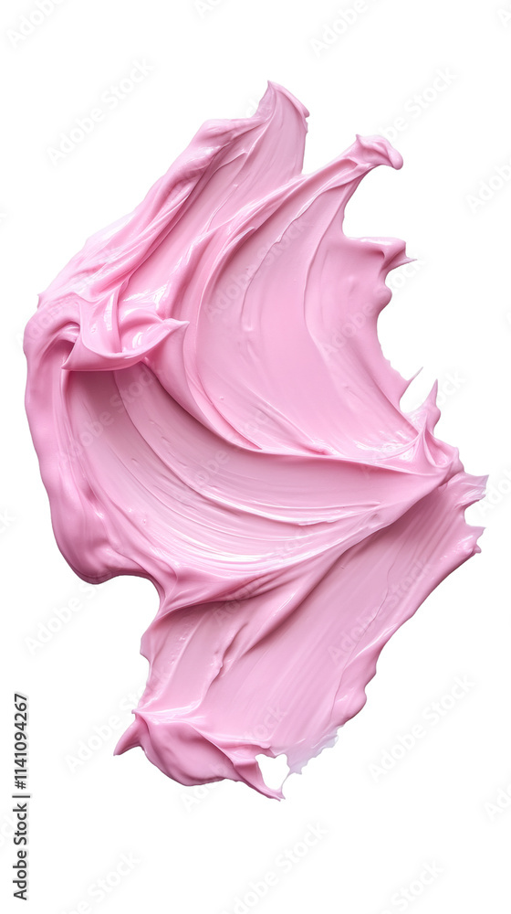 Aufkleber Pink paint stroke with dynamic curved shape on transparent background, ideal for adding a touch of color to designs
