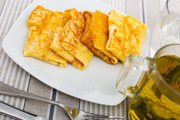 Delectable pancakes, featuring filling of minced liver and eggs, perfect for your next breakfast