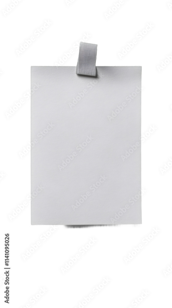 Poster white square paper note with adhesive tape attached on transparent background