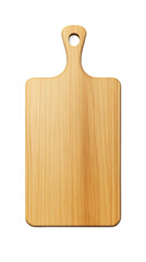 Traditional wooden cutting board with handle, perfect for food prep, against a clear backdrop