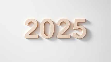 2025 in Mocha Mousse Color on White Background