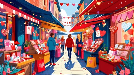 A Romantic Valentine's Day Market Street Scene