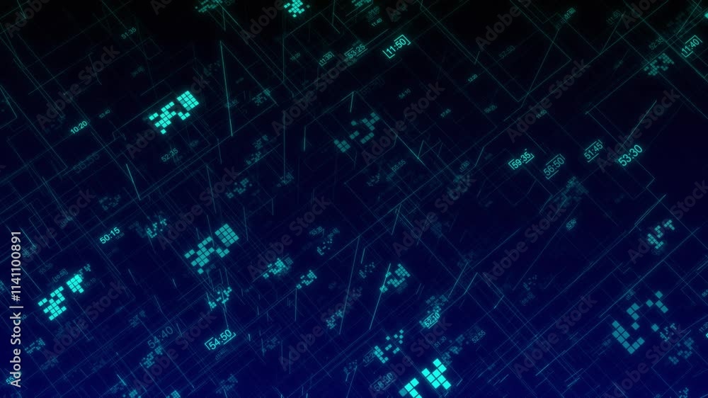 Poster motion abstract business presentation. wireframe pixel noise glitch corporate style background. cube