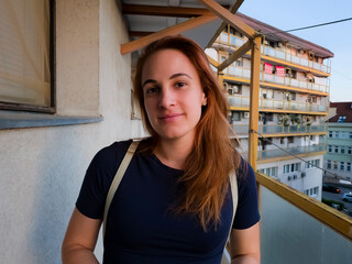 Young woman in an old house in Szeged