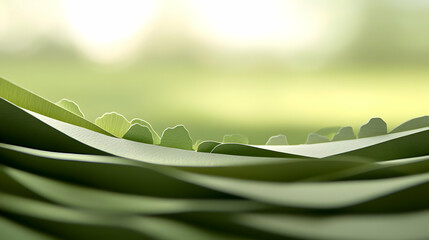 Abstract paper landscape with rolling hills and trees, soft light, nature scene.