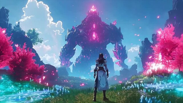 rpg video game girl and monster