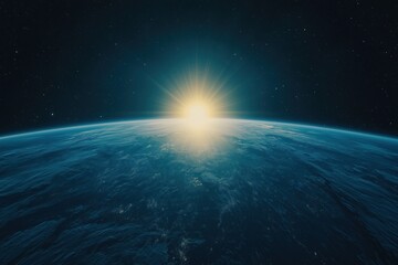 Fototapeta premium Sunrise over Earth as seen from space with a vibrant glow illuminating the atmosphere