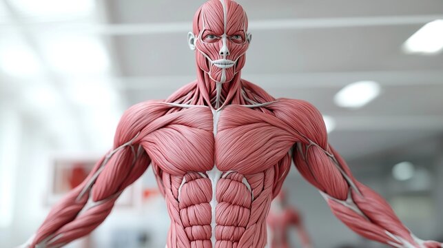 Detailed Muscle Anatomy Model for Education, Muscle anatomy in human body concept.