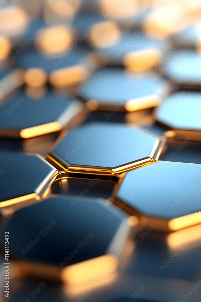 Poster abstract metallic hexagon pattern background.