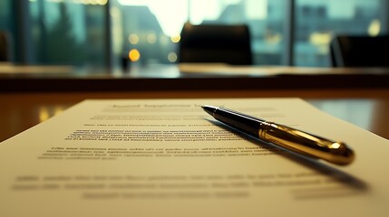 Company layoff letter on desk with pen employee agreement context professional office environment