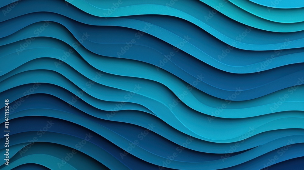 Poster abstract blue wave pattern with layered curves and textures