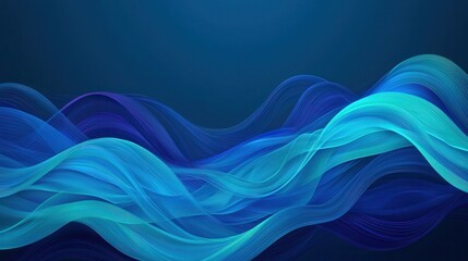 Fototapeta premium Abstract Blue Waves with Soft Curves and Smooth Flowing Motion