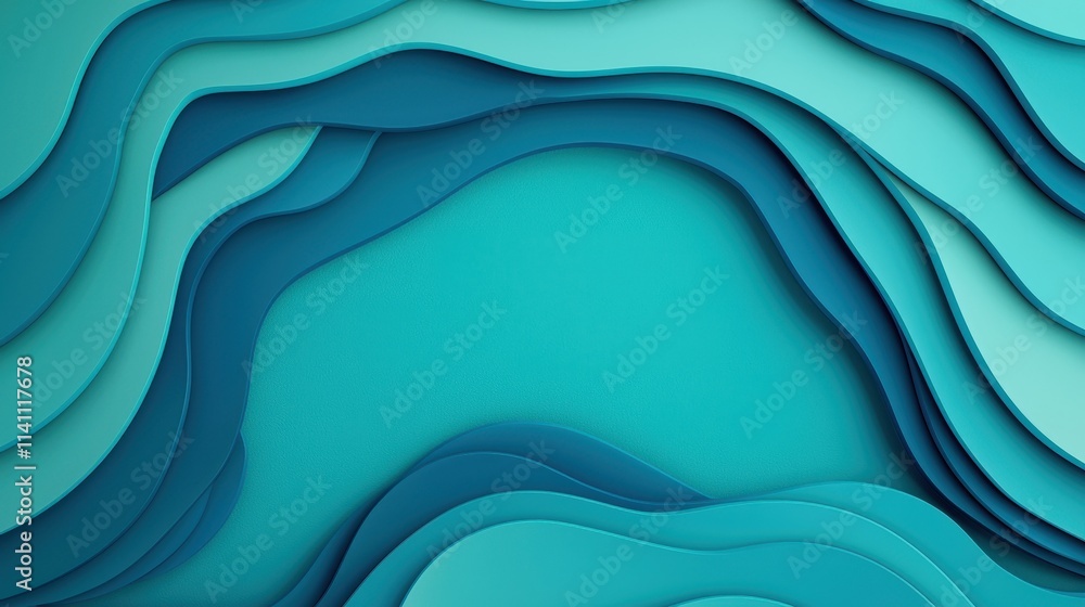 Aufkleber abstract layers of soft teal paper with smooth curves and texture