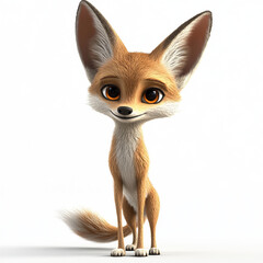 Obraz premium fennec fox, fox, fox red, fox cartoon on white background, 3D cartoon 