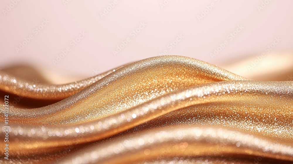 Poster soft golden fabric waves with shimmering texture for background design